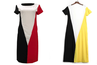 Roaso Casual Short Sleeves Patchwork Floor Length Dress