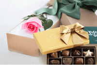 SINGLE PASTEL PINK ROSE GIFT BOX & GOLD GODIVA (8PC) CHOCOLATES