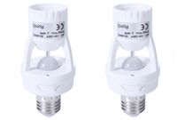 2PCS E27 Infrared PIR Motion Sensor Light Bulb Switch Holder Converter White