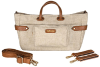 ANDI 3-IN-1 STROLLER ORGANIZER IN RAW LINEN WITH TAN STRAPS